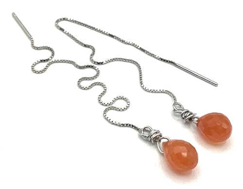 Cadeau pour femme boucles d'oreilles en argent 925 et agate orange