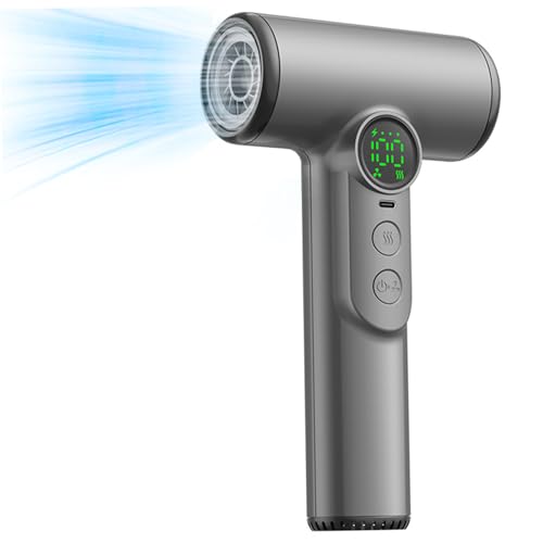 Sèche-cheveux sans fil rechargeable gris portable avec 2 vitesses et 3 températures
