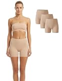 Basic Treasure 3er Pack Kurze Leggings Damen, Radlerhose Damen Kurz, Unterziehhose Unter Kleid Rock, Anti Scheuern Unterhose (3, Beige, L/XL)