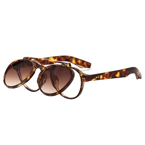 Lunettes de soleil ovales punk verres dégradés thé pour femmes et hommes