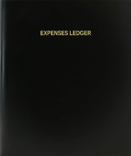 BookFactory Expenses Ledger - 120 Page, 8.5''x11'', Black Hardbound (XLog-120-7CS-A-L-Black(Expenses Ledger))