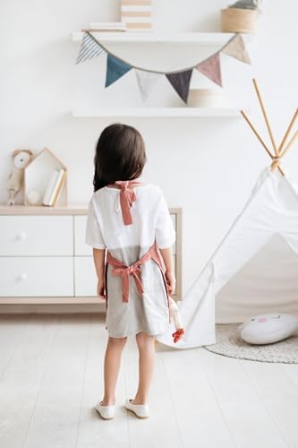 100% Linen Cooking Apron with Pockets for Kids image 5