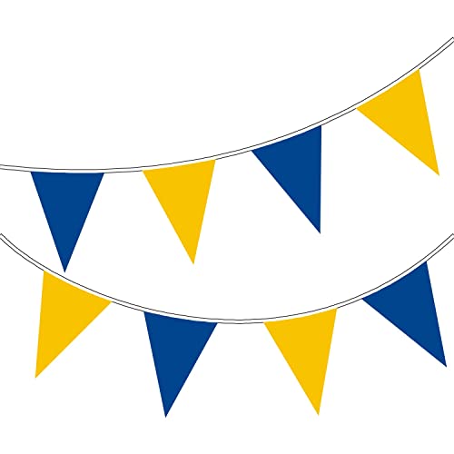 Happium Guirlande de fanions de 10 m de Couleur Unie pour décoration de fête (Bleu, Jaune)