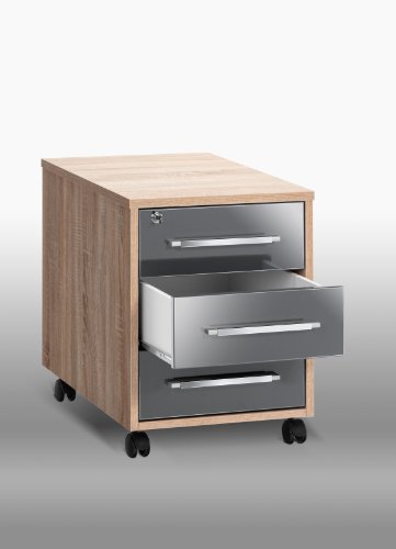 MAJA-Möbel Rollcontainer 1716 2574 | In Sonoma-Eiche und Grau Hochglanz | 43 x 59 x 65 cm - 17162574 MAJA-Möbel Rollcontainer 1716 2574 | In Sonoma-Eiche und Grau Hochglanz | 43 x 59 x 65 cm