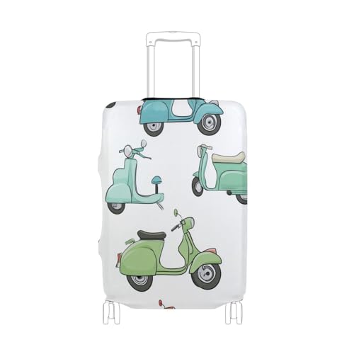OTVEE Cute Colorful Scooter Pattern Travel Luggage cover Personalized Print Washable Suitcase protector Elastic Spandex Protective for Baggage Fits 22-24inch (M)