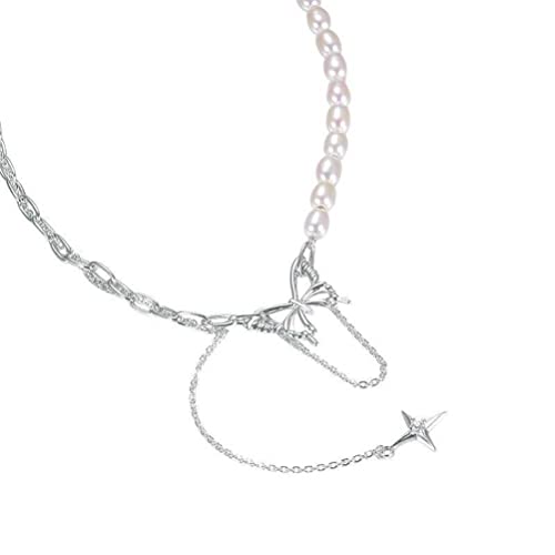 Collar de perlas de agua dulce genuinas y cadena de plata de ley para niños 3