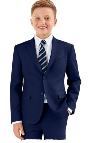 Boys Suits 5pcs Tuxedo Suit Toddler Set Navy Formal Slim Fit Jacket Pant Shirt Ring Bearer Outfit for Kids with Tie Size 2