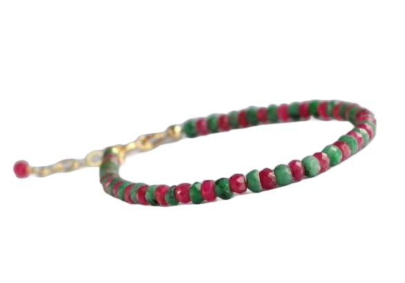 Bracelet délicat en rubis naturel, le cadeau idéal en argent