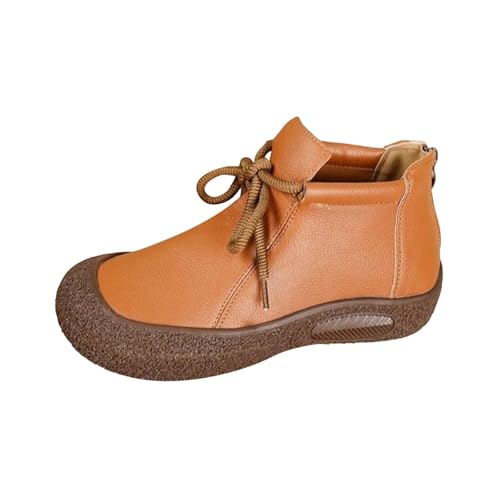 Bottines d'hiver plates marron en taille 40 avec lacets pour femme