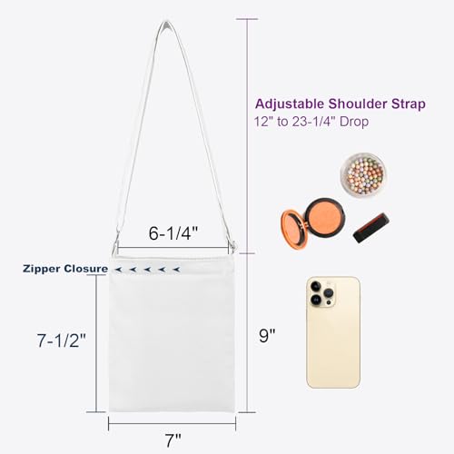 Muka Custom Small Cross-body Shoulder Bag with Logo, 7 x 9 Inch Canvas Zipper Handbags, White Bridal Party Bag4