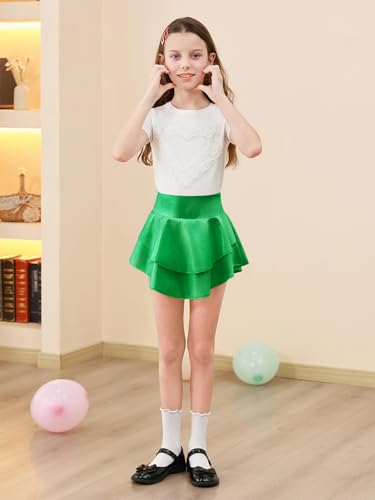 Image of Haloumoning Girls Metallic Skater Skort Kids Shiny Scooter Skirt 4-14 Years
