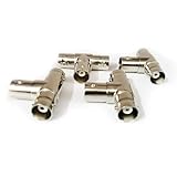 Longleaf T-Shape 3 Way BNC Splitter, BNC Female to Double BNC Female Adapter RF Coaxial Connector for CCTV, Antenna, Coaxial Cable（4 Pack）, Silver