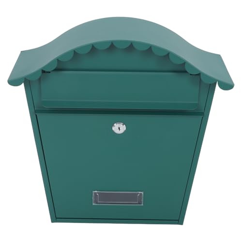 KALLORY Wall Mount Locking Mailbox with Key Lock, Green Metal Outdoor Mailbox for Garden and Home, Secure Letter Box 14.5x14.1x5.3in Weather-Resistant Post Box for Wall Mount