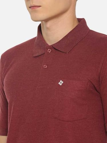 Image of Dollar Men's Pack of 1 Solid Cotton Blend Polo Neck T-Shirt