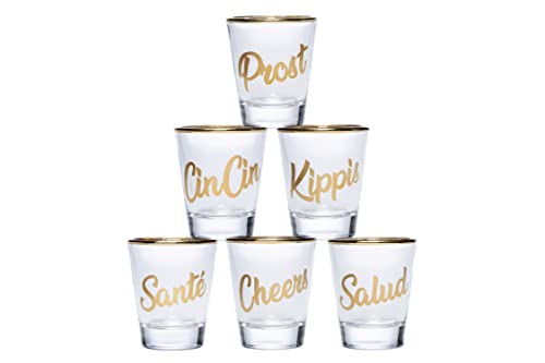 Beyond Concep+ World Of Cheers Europe Series, Set Of 6 Cute Shot Glasses Bulk (1.5Oz / 50Ml) Heavy Base Shot Glasses Set cover
