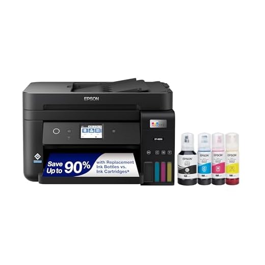 Epson EcoTank ET-4850 Wireless All-in-One Cartridge-Free Supertank Printer with Scanner, Copier, Fax, ADF and Ethernet – The Perfect Printer Office - Black