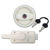 CR-MOESANCO® Caravanen- oder Wohnmobil-Eingangsschloss Weiß mit drehbarem, beidseitig nutzbarem Griff und Schlüssel, sowohl rechts als auch links montierbar CR-MOESANCO® Caravanen- oder