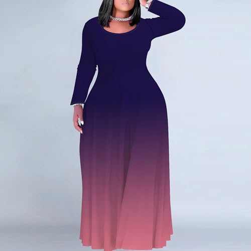 Image of PinkPatty Women's Plus Size Long Sleeve Maxi Dresses T Shirt Boho Sundress Fall Dress with Pockets