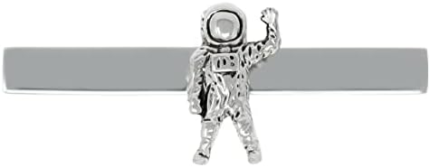MENDEPOT Antique Silver Tone Astronaut Tie Clip Space Pilot Tie Clip With Box
