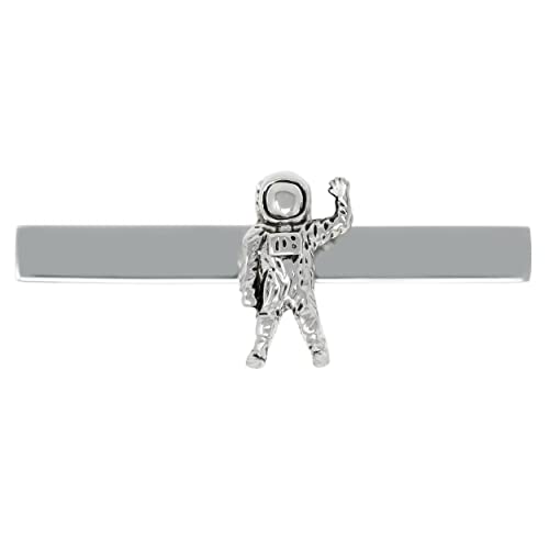 Mendepot Antique Silver Tone Astronaut Tie Clip Space Pilot Tie Clip With Box #TOP2