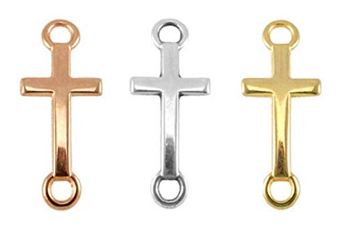 Preisvergleich Produktbild Sadingo Schmuckverbinder Kreuz, Anhänger Kreuz, DIY Armbänder, Ohrringe, Ketten, Fußbänder - 14x8mm - 3 Stück - 3 Farben