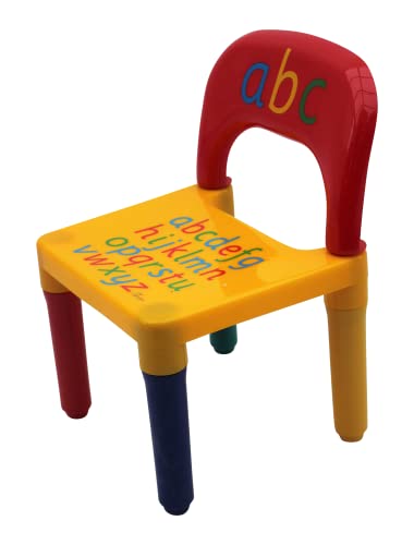 HH Home Hut Table and Chair Set Childs ABC Play Alphabet Childrens Plastic Kids Toddlers Furniture Learn & Play Educational (Yellow)