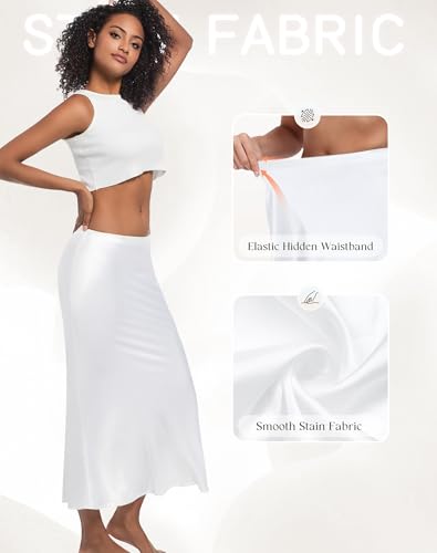Image of Long Half Slip for Women Under Dress Satin Slip Skirt Extenders Underskirt