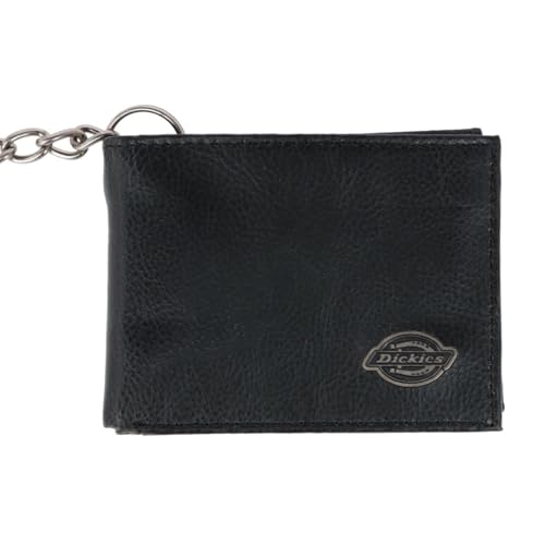 Dickies Men's Leather Slimfold Wallet With Chain Black2