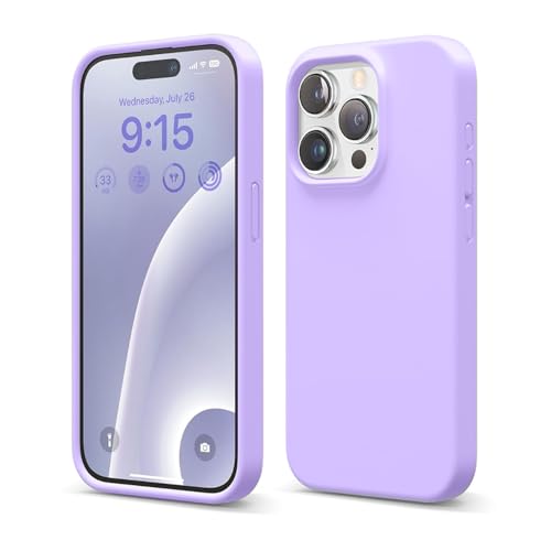 Image of Liquid Silicone Case Compatible for iPhone 15 Pro Max Lavender | Slim Back Cover | Soft Touch Bumper | Shockproof Drop Protection | Microfiber Cloth Inside | Sleek Solid Design