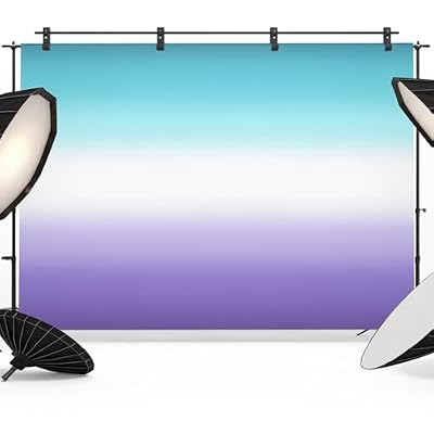 Purple Turquoise White Backdrop 10x8ft Contemporary Minimalism Ombre Art Photography Backdrop Photoshoot Background Tapestry Banner for Birthday Baby Shower Decoration Party Video Photo Studio Props