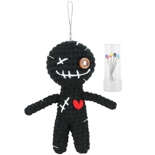 Joygoodta Boneco vodu, bonecos vodu, 5 bonecos divertidos de crochê com agulhas e corda para pendurar, ornamentos positivos inspiradores para amigos colegas de trabalho, decorações de Halloween
