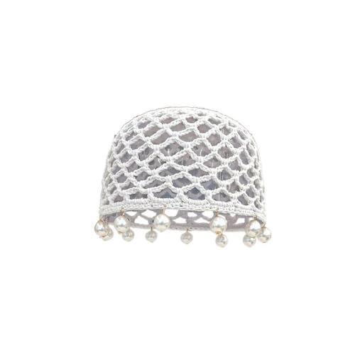 Gorro de crochet de algodón para mujer estilo étnico blanco vintage miniatura 1