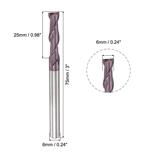 Fraise bout carré carbure HRC55 2 cannelures spirale 75mm