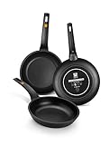 BRA Efficient | Set de 3 sartenes, 18-22-26 cm, aluminio fundido con antiadherente, libre de...
