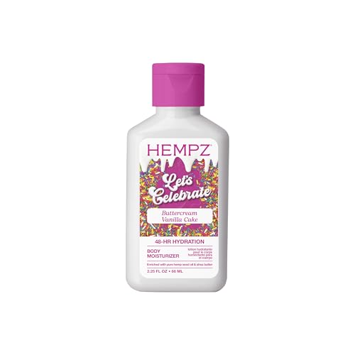 Hempz Body Lotion - Buttercream Vanilla Cake Celebration Limited Edition Daily Moisturizing Cream Shea Butter Aloe - Skin Care Products - Travel Size 2.25 Oz