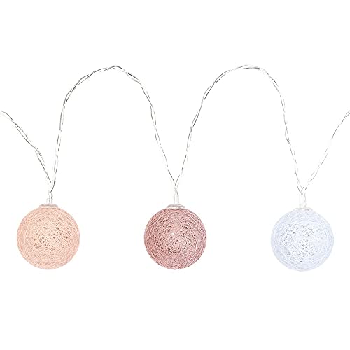 Ideen mit Herz Kugel-Lichterkette mit 10 LEDs | batteriebetrieben | 10 Baumwollkugeln in 3 Farben | Ø35 mm je Kugel | inkl. Timer (weiß, altrosa, apricot) – Bild 5