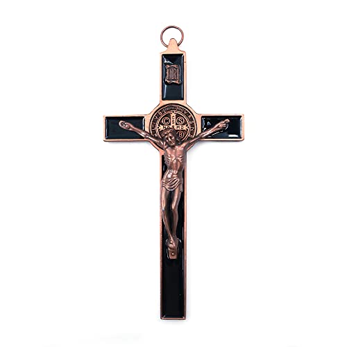 CENPEK Figura de crucifijo Jesucristo Cruz Estatua para decoración de la capilla del coche - cobre rojo antiguo