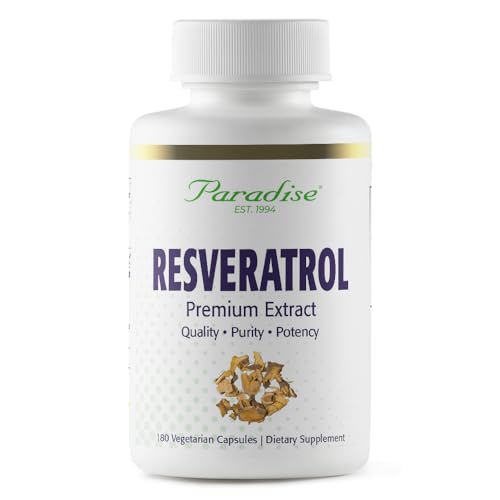 Paradise Herbs Resveratrol, Antioxidant, Super Potent, Ultra Pure, Vegan, Non GMO, Gluten Free, 180 Vegetarian Capsules