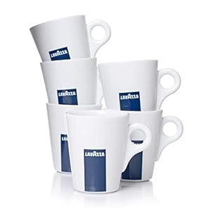 Lavazza Blu Collection koffiemokken, set van 6 koffiemokken, kopjes, porselein, wit, 350 ml