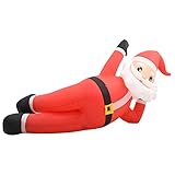 Hecho de tela, este Papá Noel inflable es ligero, resistente a la intemperie, impermeable y además duradero
