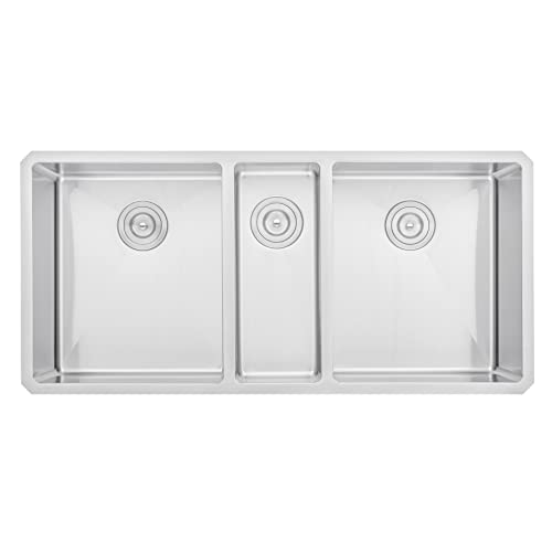 Lavaplatos triple de acero inoxidable 42 x 20 x 10 pulg miniatura 2
