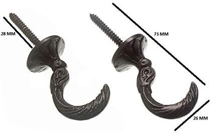 6 X Egyptian-Inspired Curtain Tie Backs, Black Metal - Set of 2