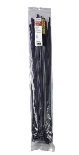 Image of Gardner Bender 46-424UVB Heavy-Duty Cable Tie, 24 inch, 180 lb, Electrical Wire and Cord Management, Nylon Zip Tie, 50 Pk, UV Resistant Black
