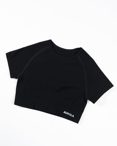 Image of AUROLA Serpent Snake Seamless Workout T-Shirts for Women,Short Sleeve Crop Top Gym Yoga Athletic Shirts Tee