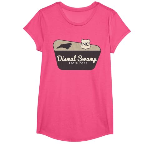 Dismal Swamp State Park North Carolina Welcome Sign Trip T-Shirt, Girls, Pink Heather, X-Small