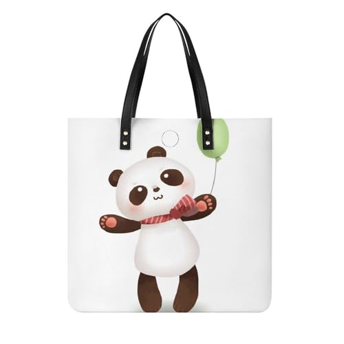 Sac à main panda pour femmes grand tote bag shopper en toile idéal pour voyage 39x39cm