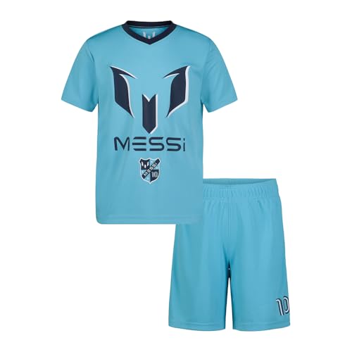 Image of Messi Boys' Lifestyle Short Sleeve 2-piece Set, Slim-fit Jersey Set With Top & Shorts