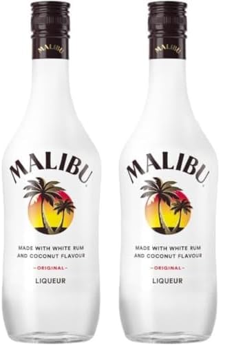 Malibu Licor de Ron Blanco y Coco - 1 L (Paquete de 2)