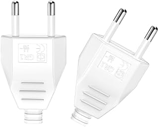 VIEVRE Płaska wtyczka euro, 2 sztuki, wtyczka Euro, płaska wtyczka Euro, wtyczka (220 V, 2,5 A), płaska wtyczka Schuko, wtyczka euro, płaska wtyczka euro (biała)