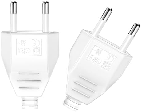VIEVRE Płaska wtyczka euro, 2 sztuki, wtyczka Euro, płaska wtyczka Euro, wtyczka (220 V, 2,5 A), płaska wtyczka Schuko, wtyczka euro, płaska wtyczka euro (biała)